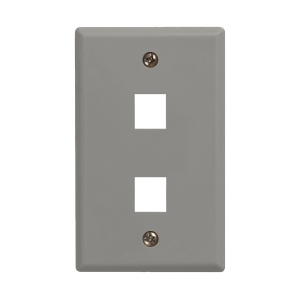 Vertical Cable 2 Port Single Gang Faceplate | Grey