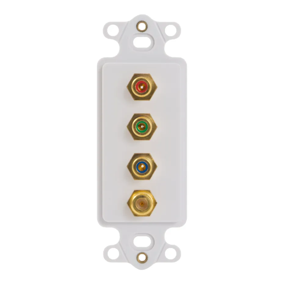 Icc Decora Insert 3 Rca's Rgb And 1 F Feed Through White | Closeout